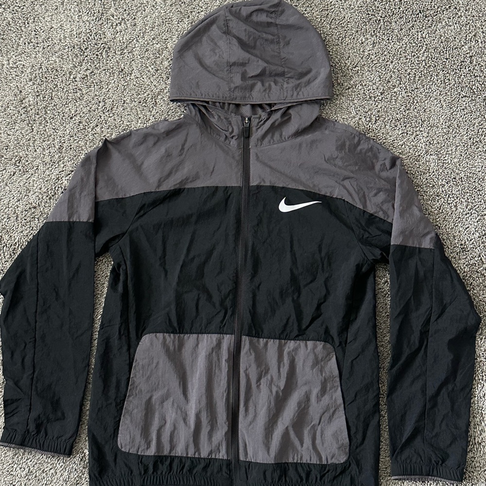 Nike Kids Black and Gray Zip Up Wind Breaker